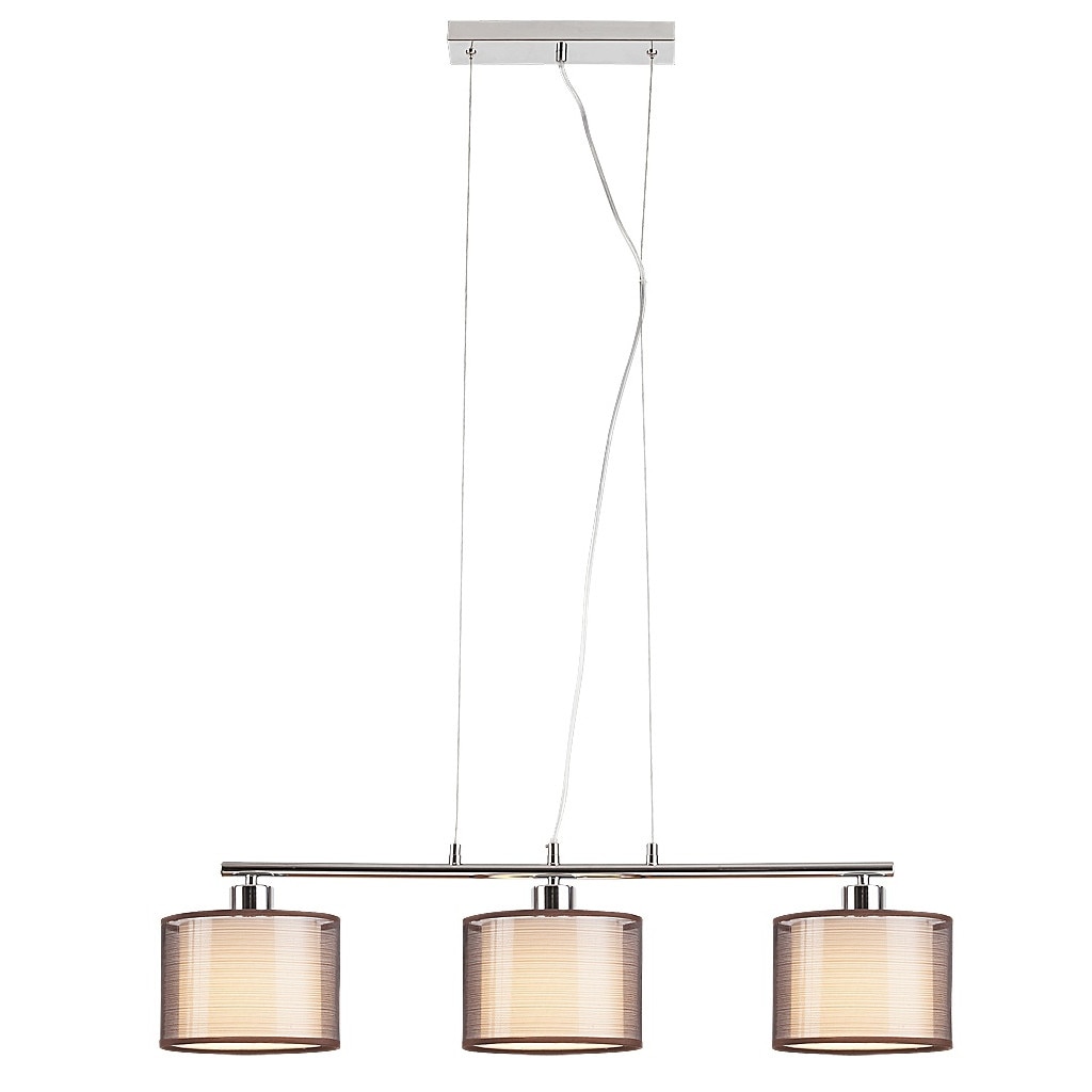 Lustra tip pendul Anastasia,3x60w, abajur textil crem/maro