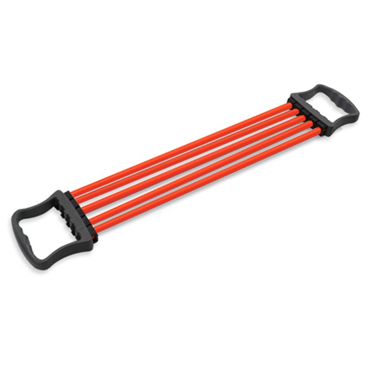Expander pentru piept ZYBLSSBB LSM2XH13389-CPB-DE-SSW171-1, 5 tuburi elastice din latex, manere antiderapante, portocaliu/negru