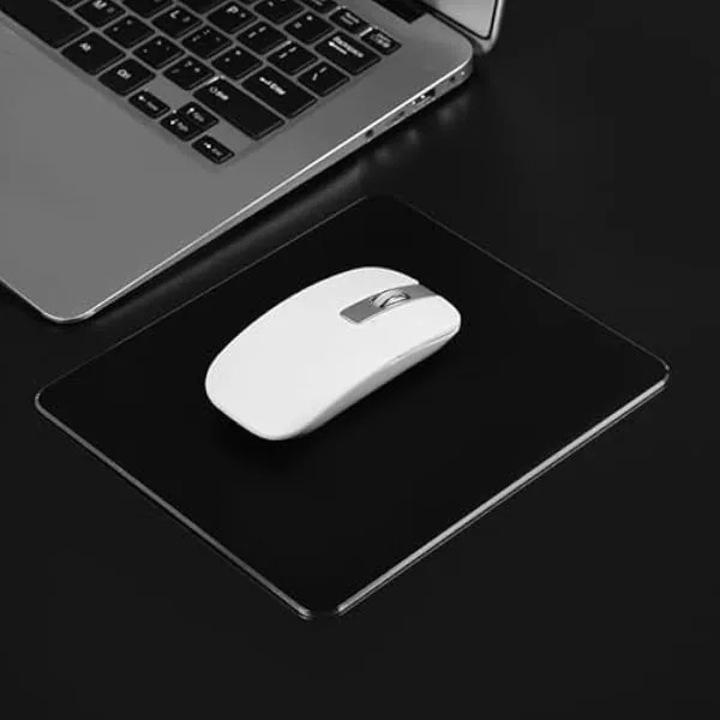 Mouse pad din aliaj de aluminiu, fata-verso, 7 pe 6, 3 in (negru)