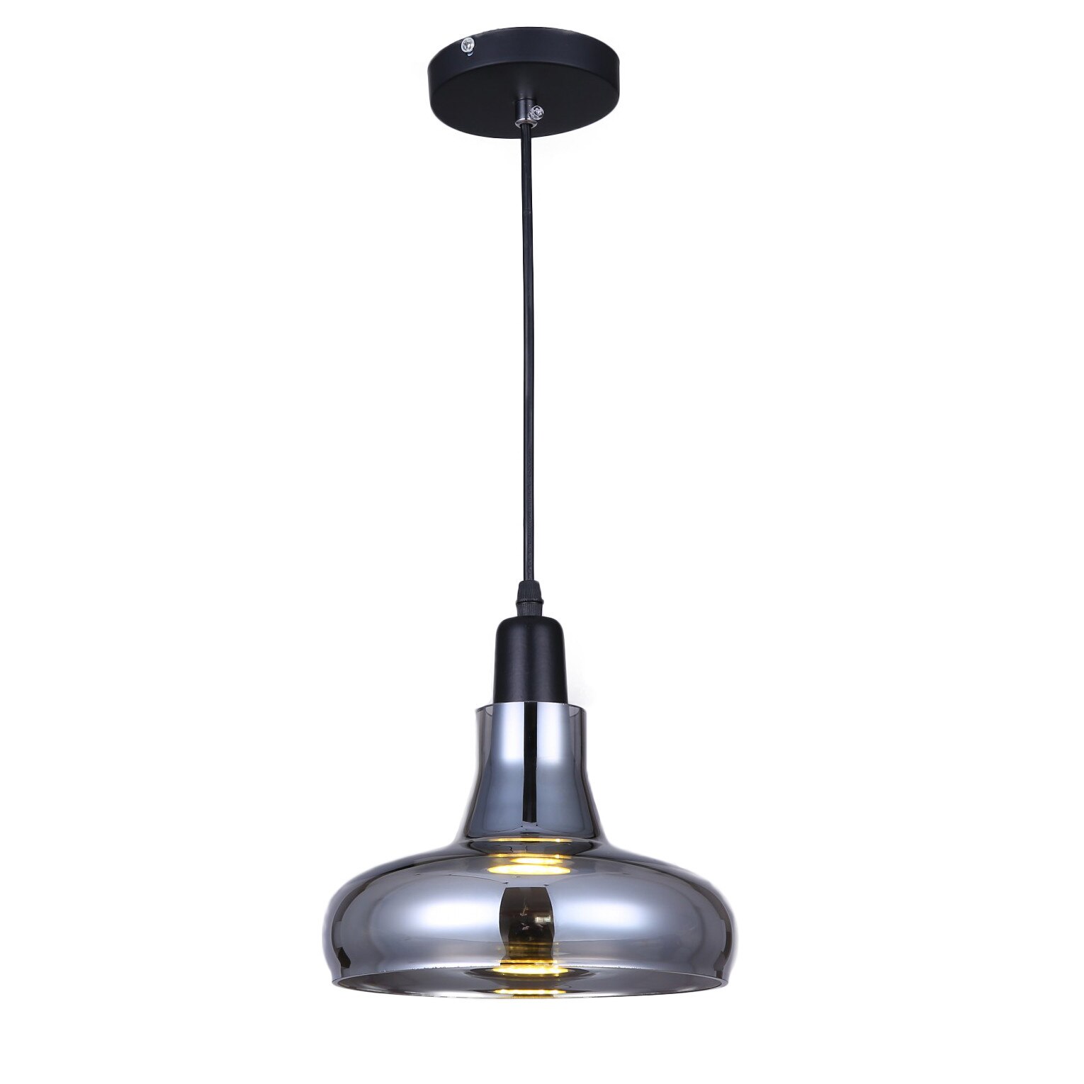 Pendul Mirror din sticla efect oglinda, diametru 19 cm, lungime fir 110 cm, bec led inclus