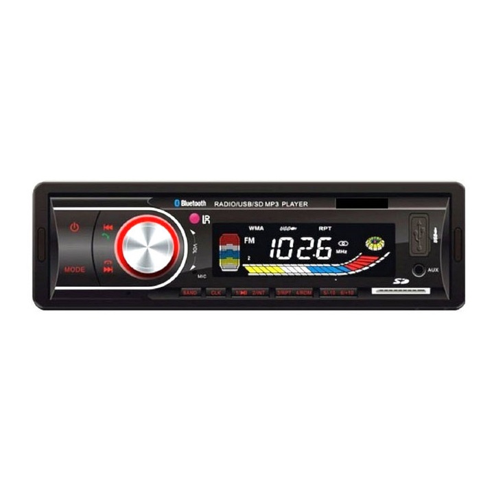 Radio MP3 auto 612BT, 4x45W, Auxiliar , Bluetooth, USB, Card Reader, Telecomanda