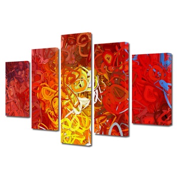 Set Tablouri Multicanvas BTex 5 Piese Abstract ArtDecoMag Modern Decorativ, Ondulat, 60 x 100 cm Set Tablouri Multicanvas BTex 5 Piese Abstract ArtDecoMag Modern Decorativ, Ondulat, 60 x 100 cm