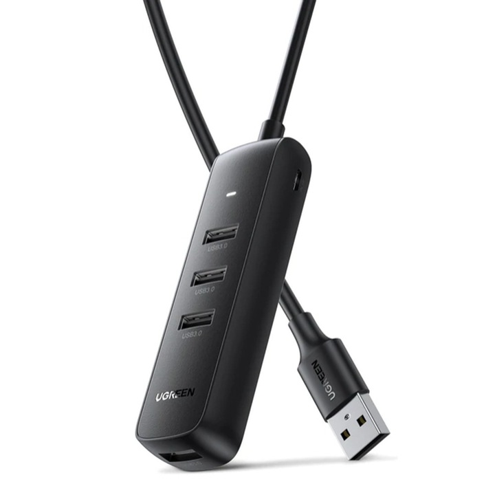 Докинг станция Ugreen CM416, USB 3.0 към 4x USB, Type-C 5Gbps, 0.25м, Черен