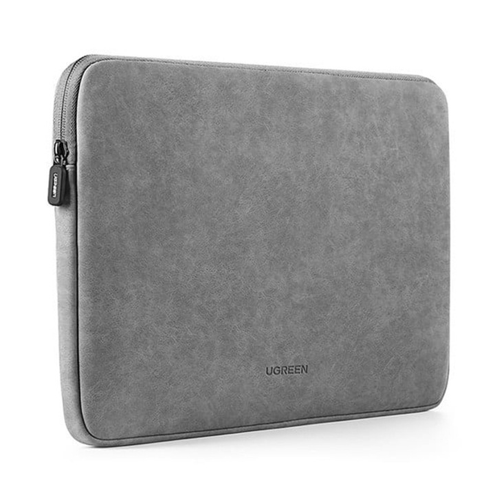 Husa universala pentru laptop Ugreen LP187, Dispozitive cu diagonala 14" - 14.9", Piele ecologica, Interior din microfibra, Gri