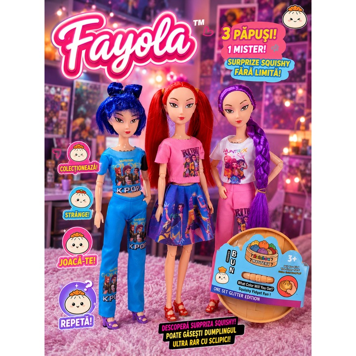 Set 3 papusi muzicale K-Pop Mira Rumi Zoey si dumpling surpiza