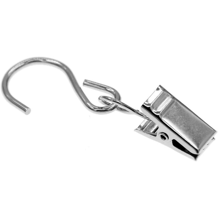 Cleme metalice pentru agatat cu carlig ZYBLSSBB LSM2XH19057-DCF111-2, tip alligator, cromate, set 40 buc, 6,1 x 2,0 cm