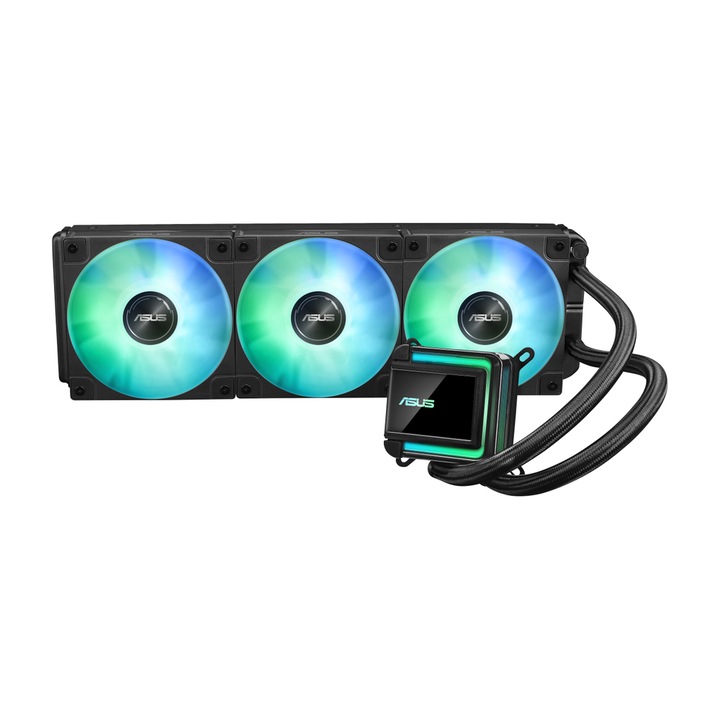 Cooler CPU AIO ASUS MAX Gaming LC 360 ARGB LCD, Racire cu lichid, Ventilatoare ARGB, Eran IPS 2.4", 360 mm Negru