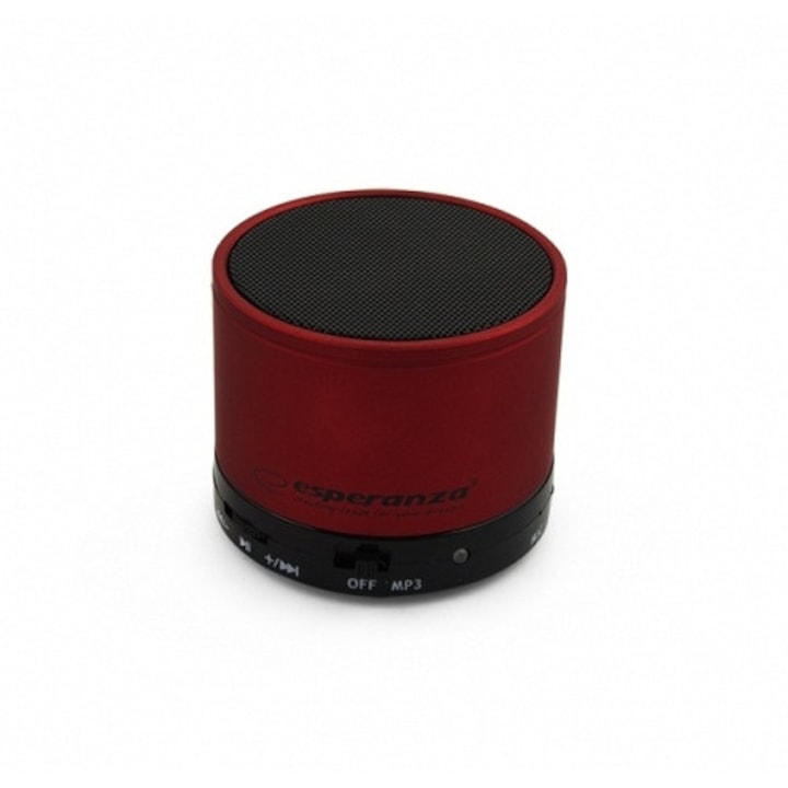 Boxa portabila cu Bluetooth si Radio FM, USB si microSD, Ritmo rosu cu acumulator incorporat