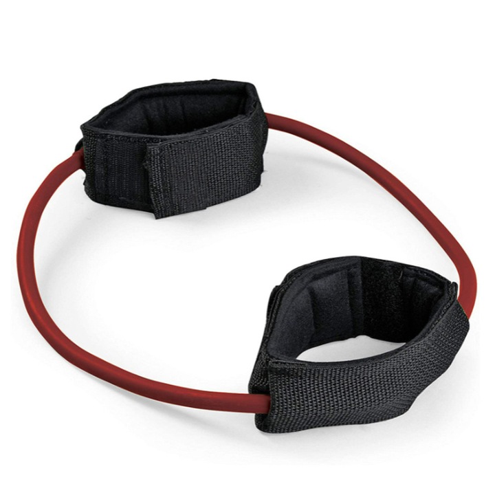 Banda de rezistenta pentru picioare ZYBLSSBB LSM2XH26991-SM-074-1, cu mansete glezne captusite antiderapante, emulsion, circumferinta 75 cm, negru/rosu