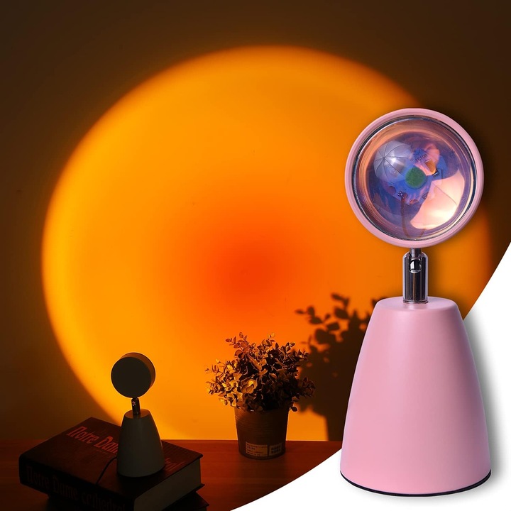 Lampa proiectie Sunset ZYBLSSBB LSM2XH23379-YZY695-2, proiector LED 10W, corp aluminiu, rotativ 360° si reglabil 160°, roz