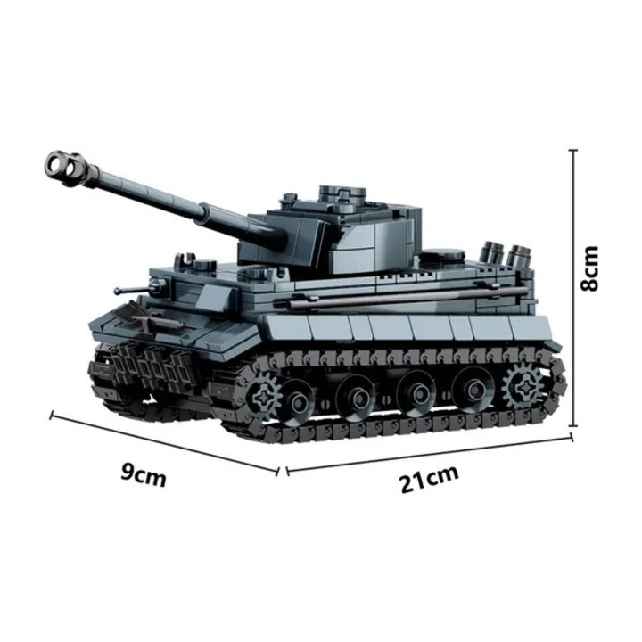 Set de constructie tanc WWII CJ-CDON-K0238-260901-1626, blocuri compatibile, dimensiuni 21 x 9 x 8 cm, gri