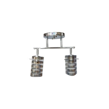 Lustra DC 6020 bara, 2*e27, crom, reglabila, dulie ceramica,abajur argintiu-transparent Lustra DC 6020 bara, 2*e27, crom, reglabila, dulie ceramica,abajur argintiu-transparent