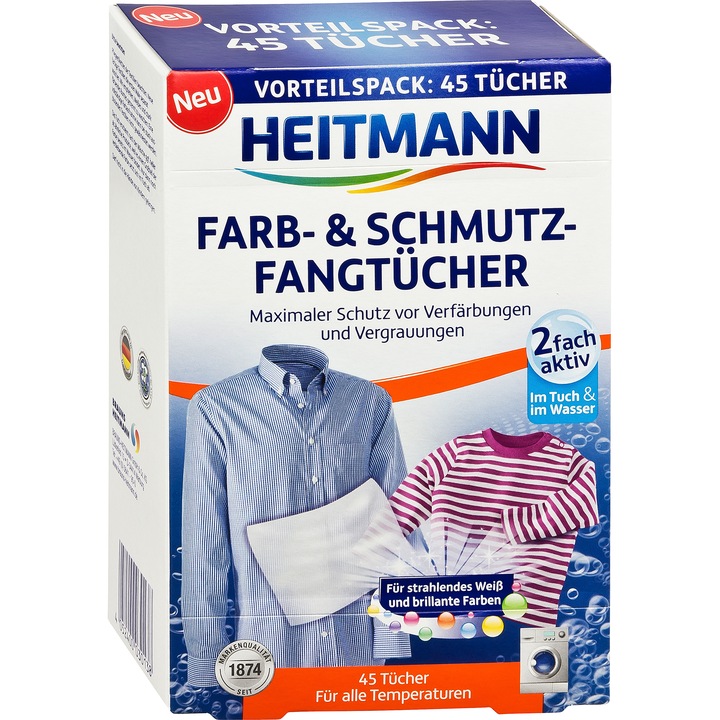 Кърпички против оцветяване и посивяване Heitmann, 45 броя