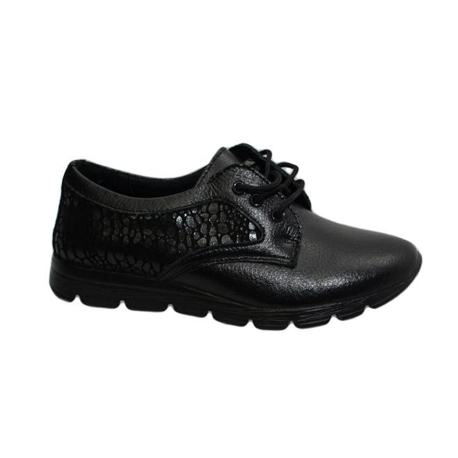 Pantofi cu design de buline lucioase in lateral, D&J Exclusive,, Negru