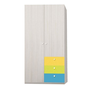 Dulap Alegria 3S, Stejar Ferrara/Albastru/Verde/Galben, 200x100x50 cm Dulap Alegria 3S, Stejar Ferrara/Albastru/Verde/Galben, 200x100x50 cm