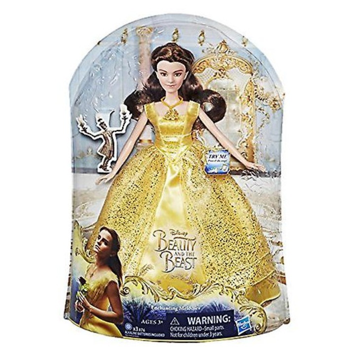 Papusa Disney Beauty and the Beast Belle Enchanting Melodies, rochie aurie detasabila, canta melodii la apasare, 3+ ani, kp-k0548-260904-13069