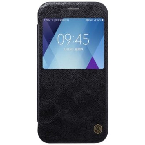 Husa tip carte Nillkin Qin pentru Samsung Galaxy A5 (2017) / A520, cu fereastra notificari, neagra