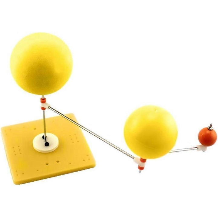 Model planetariu sistem solar DIY kp-k0548-260904-1187, model educational din plastic, demonstrator Soare-Pamant-Luna, galben/portocaliu