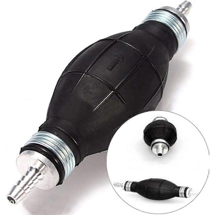 Pompa manuala pentru combustibil 10 mm, din cauciuc si aluminiu, cu supapa sens unic, negru, cod kp-k0548-260904-2694