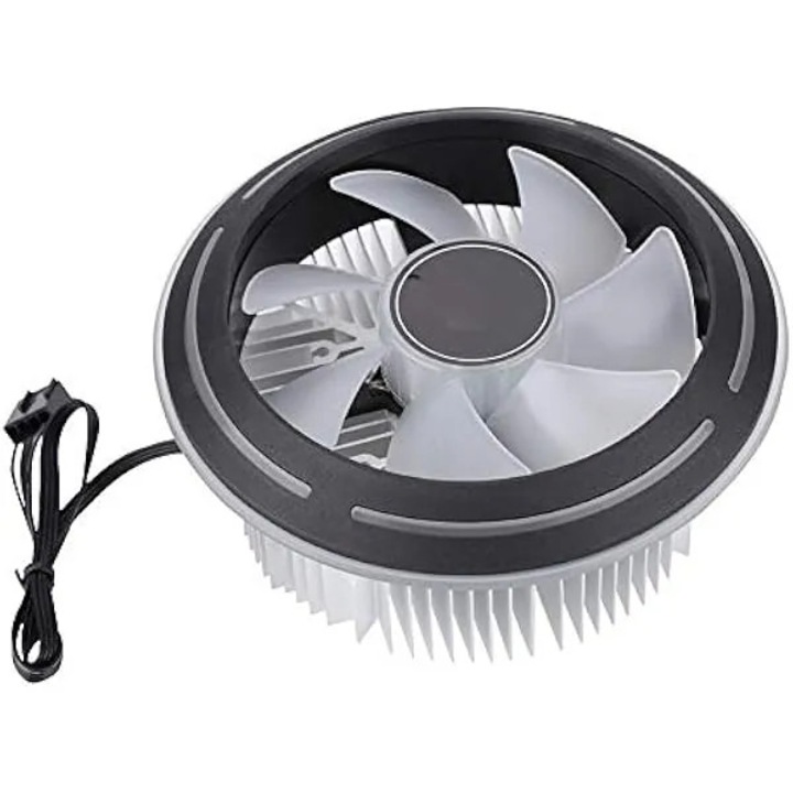 Cooler CPU downflow K0569-260904-3825-AMC, radiator din aliaj de aluminiu cu aripioare inaltate 38 mm, ventilator RGB 120 mm 4-pin PWM 1.200–2.500 rpm, pana la 65W TDP, compatibil LGA775/115x, AM2/AM2+/AM3/AM3+/AM4/FM1/FM2, negru/alb