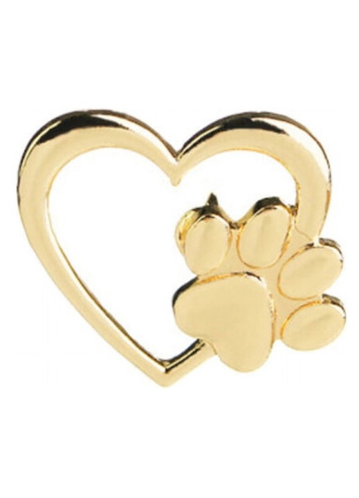 Brosa din aliaj, design inima cu laba, auriu, unisex, 2.6 x 2.3 cm