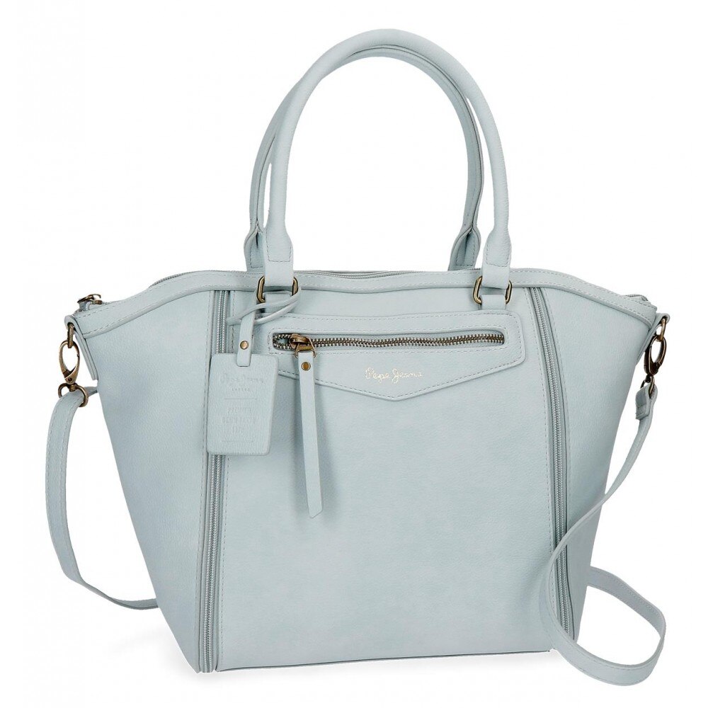 Geanta de mana, piele ecologica 42 cm Pepe Jeans Olivia albastra