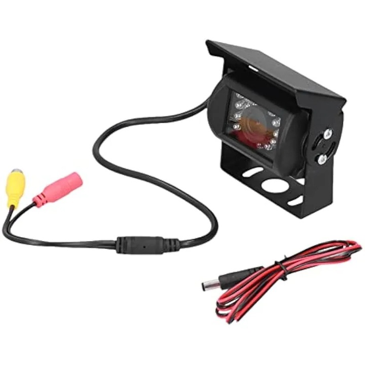 Camera video universala cu vedere spate la 120°, vedere nocturna si 18 LED-uri, IP68, pentru masina, camion, autobuz - Camera video usor de instalat pentru mers inapoi si marsarier