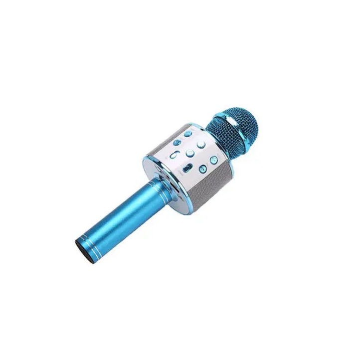 Microfon karaoke wireless 31CJ-K0274-260904-3031, Bluetooth 4-in-1 cu difuzor incorporat, functie inregistrare, efecte voce si LED, albastru, autonomie 6-8 h