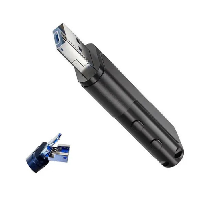 Recorder vocal digital model 002, 32GB, inregistrare activata la sunet, USB + micro-USB, baterie 170mAh (pana la 9 h inregistrare), WAV/MP3, negru, 60 x 21 x 9.5 mm