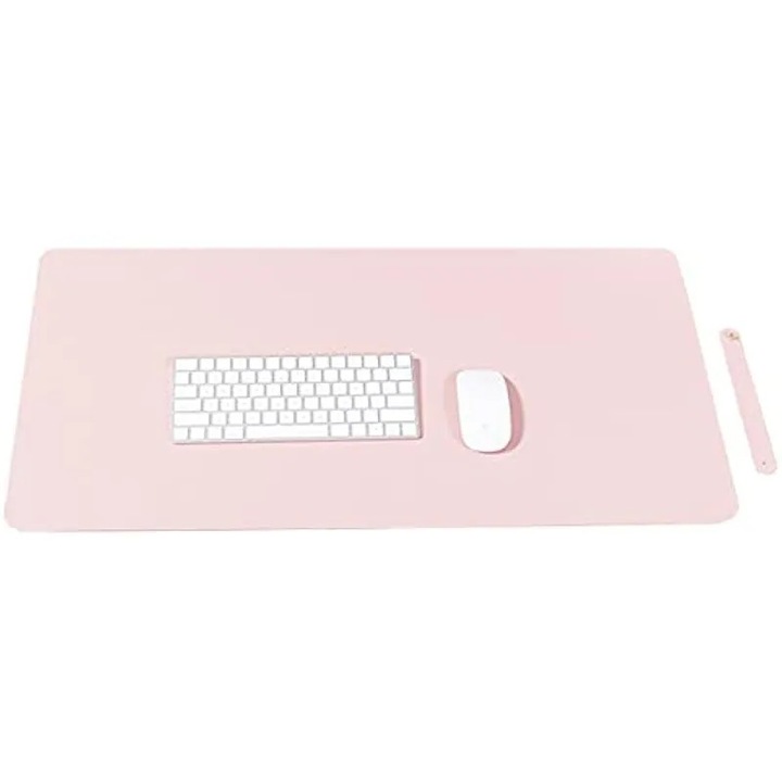 Covoras de mouse mare din piele PU, 31, 5 x 15, 7 cm, pentru jocuri, birou, scris, piele PU, impermeabil, antiderapant, lateral, ideal (tastatura si mouse fara)