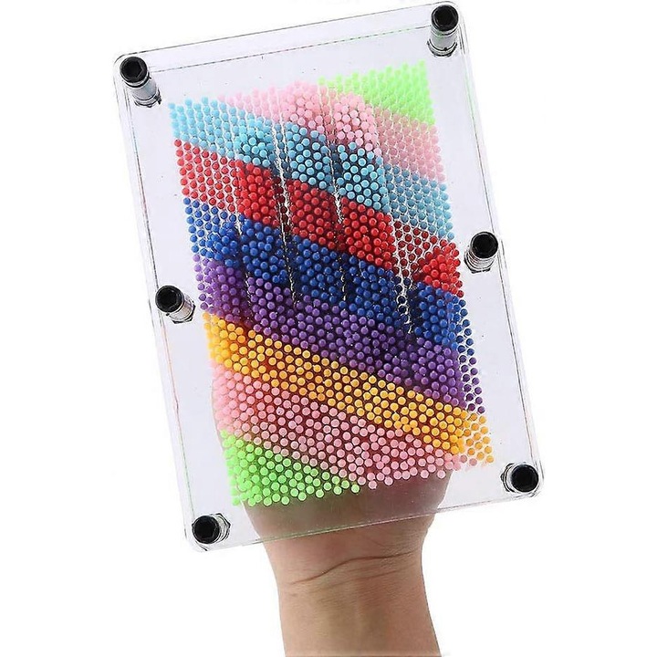 Placa de arta cu pini kp-k0548-260904-2740, pini metalici, cadru din plastic transparent, multicolor