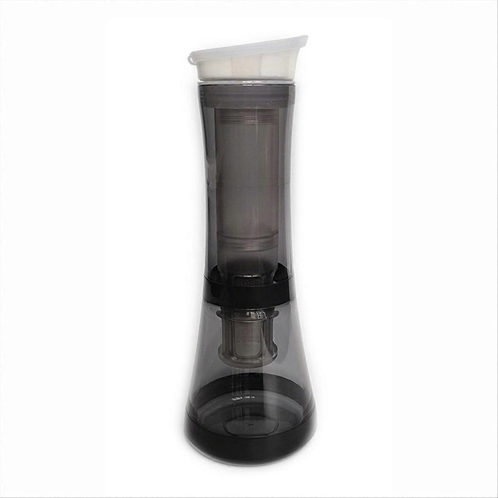 Infuzor cold brew kp-k0548-260904-8674, filtru detasabil din otel inoxidabil, capac etans, 1 L, negru, 30 x 10 cm