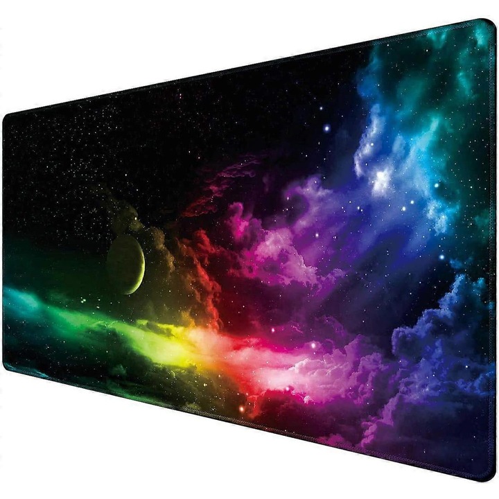 Mouse pad XXL kp-k0548-260904-665, pentru gaming, suprafata textila ultra-neteda, baza antiderapanta din cauciuc, margini cusute, rezistent la apa, Multicolor, 900 x 400 x 3 mm