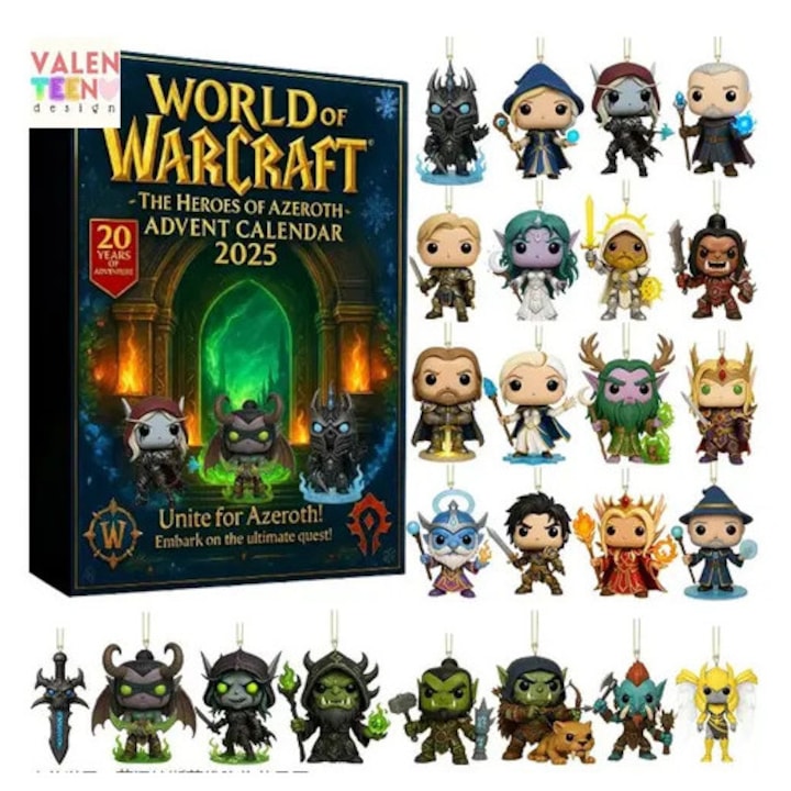 Адвент календар с талисмани World of Warcraft ISINI-CJ-K0497, талисмани от сплав, 24 изненади, многоцветен