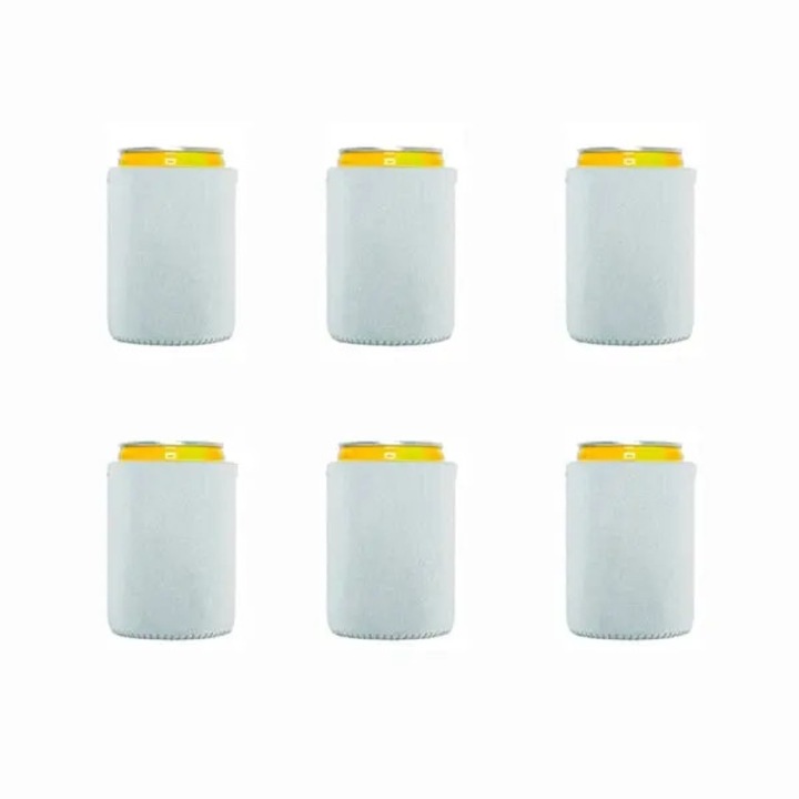 Set 6 husa izolanta pentru doze din neopren, potrivita pentru doze 330–355 ml, alb, 10 x 6,5 cm