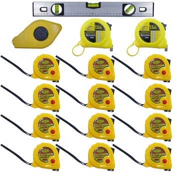 Pachet - 12 x Ruleta galbena JIAHUA, 5M + 2 x Ruleta, 7.5M + Boloboc cu magnet, 40cm + Dispozitiv de trasat cu boloboc si oxid Pachet - 12 x Ruleta galbena JIAHUA, 5M + 2 x Ruleta, 7.5M + Boloboc cu magnet, 40cm + Dispozitiv de trasat cu boloboc si oxid