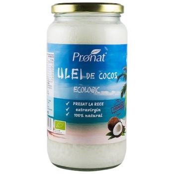 Ulei de cocos BIO extravirgin presat la rece, Pronat, 1000 ml Ulei de cocos BIO extravirgin presat la rece, Pronat, 1000 ml