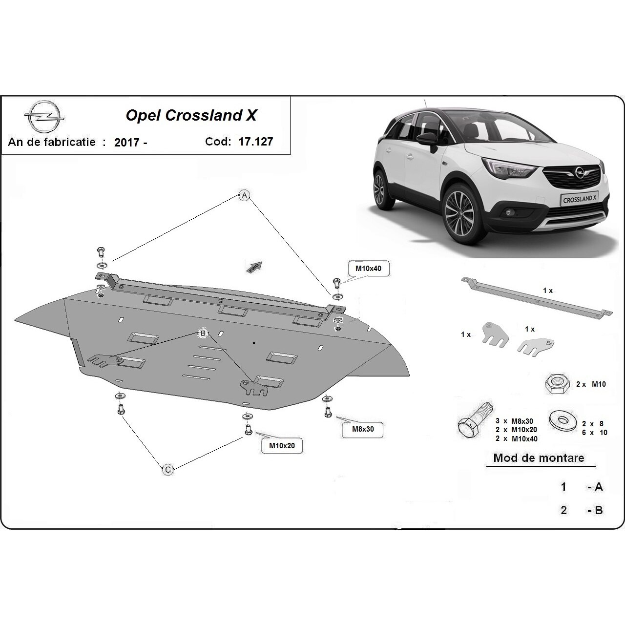 Scut motor Opel Crossland X ( 2017 - 2026 ) - eMAG.ro