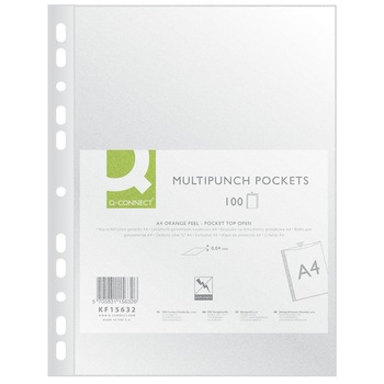File protectie A4 40 microni din plastic transparent Q-Connect-100 buc/set File protectie A4 40 microni din plastic transparent Q-Connect-100 buc/set