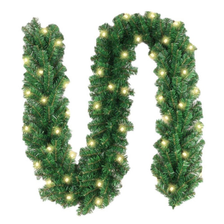 Karácsonyi fényfüzér, OB-k0509--260905-573 modell, 40 LED átlátszó izzóval, zöld, 274 cm (9 ft)