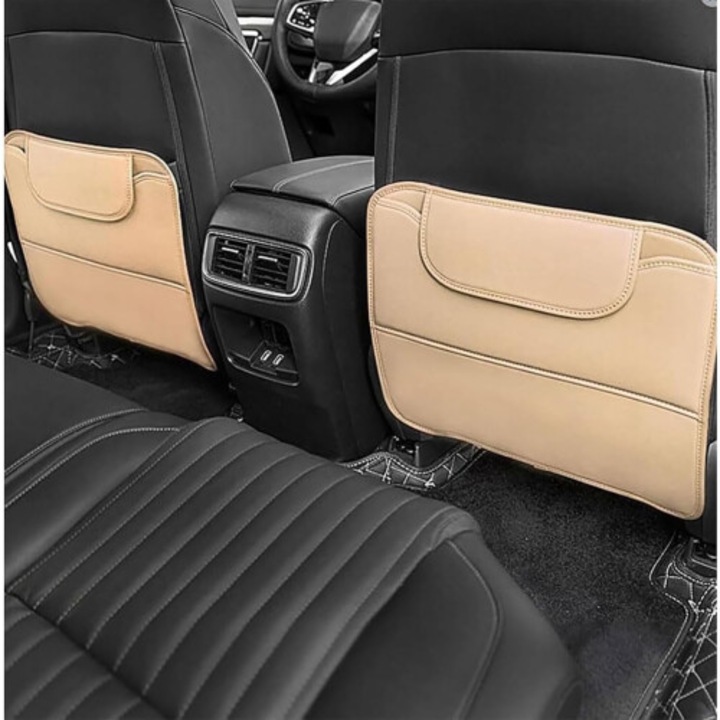 Protector spate scaun auto OB-k0509--260905-1506, din piele, set 2 buc., bej