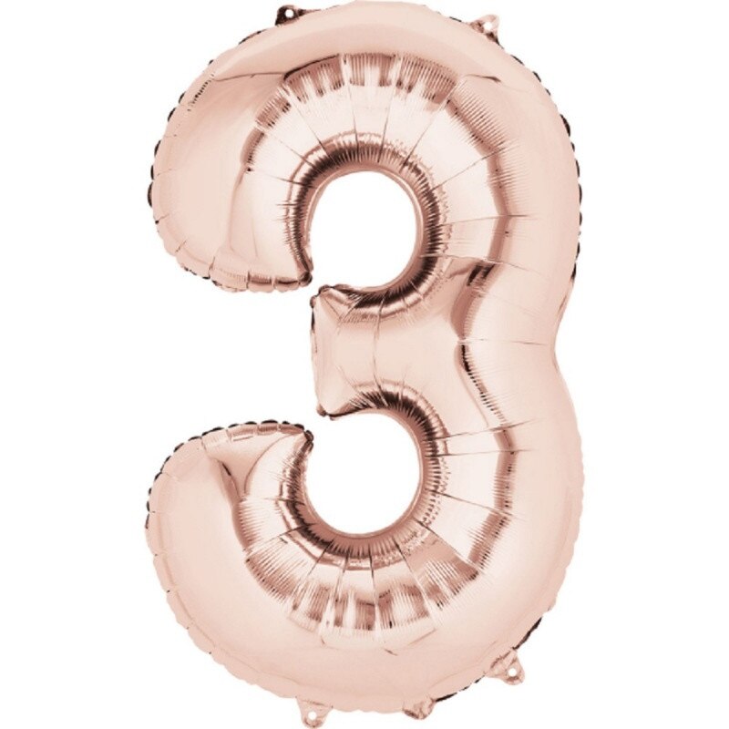 Balon Folie Cifra 3 Rose Gold - 43 x 66cm, Amscan 36597