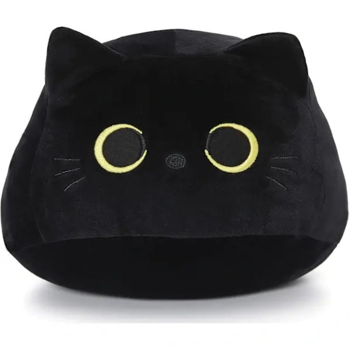 Perna lombara pisica din plus FU-K0518-260905-3357, umplutura din bumbac PP, plus scurt, design kawaii decorativ, negru