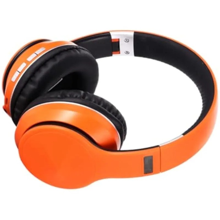 Безжични геймърски слушалки over-ear с двойна връзка към две устройства, сгъваем дизайн, безжична технология 5.0, ABS материал, 40 мм драйвери, оранжеви, за лаптопи и аудио изходни устройства