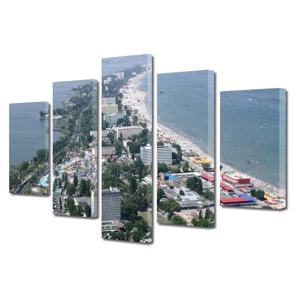 Set Tablouri Multicanvas BTex 5 Piese ArtDecoMag Modern Urban Orase Constanta Romania, 110 x 200 cm