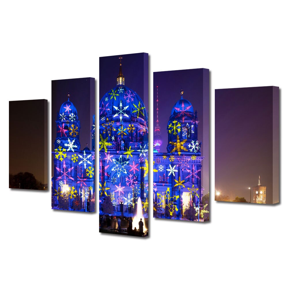 Set Tablouri Multicanvas BTex 5 Piese ArtDecoMag Modern Urban Orase Catedrala in Berlin, 80 x 150 cm