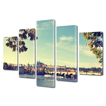 Set Tablouri Multicanvas BTex 5 Piese ArtDecoMag Modern Urban Orase Pod in Praga Cehia, 80 x 150 cm Set Tablouri Multicanvas BTex 5 Piese ArtDecoMag Modern Urban Orase Pod in Praga Cehia, 80 x 150 cm