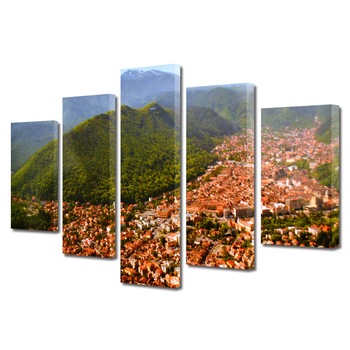 Set Tablouri Multicanvas BTex 5 Piese ArtDecoMag Modern Urban Orase Brasov imagine de ansamblu, 80 x 150 cm Set Tablouri Multicanvas BTex 5 Piese ArtDecoMag Modern Urban Orase Brasov imagine de ansamblu, 80 x 150 cm