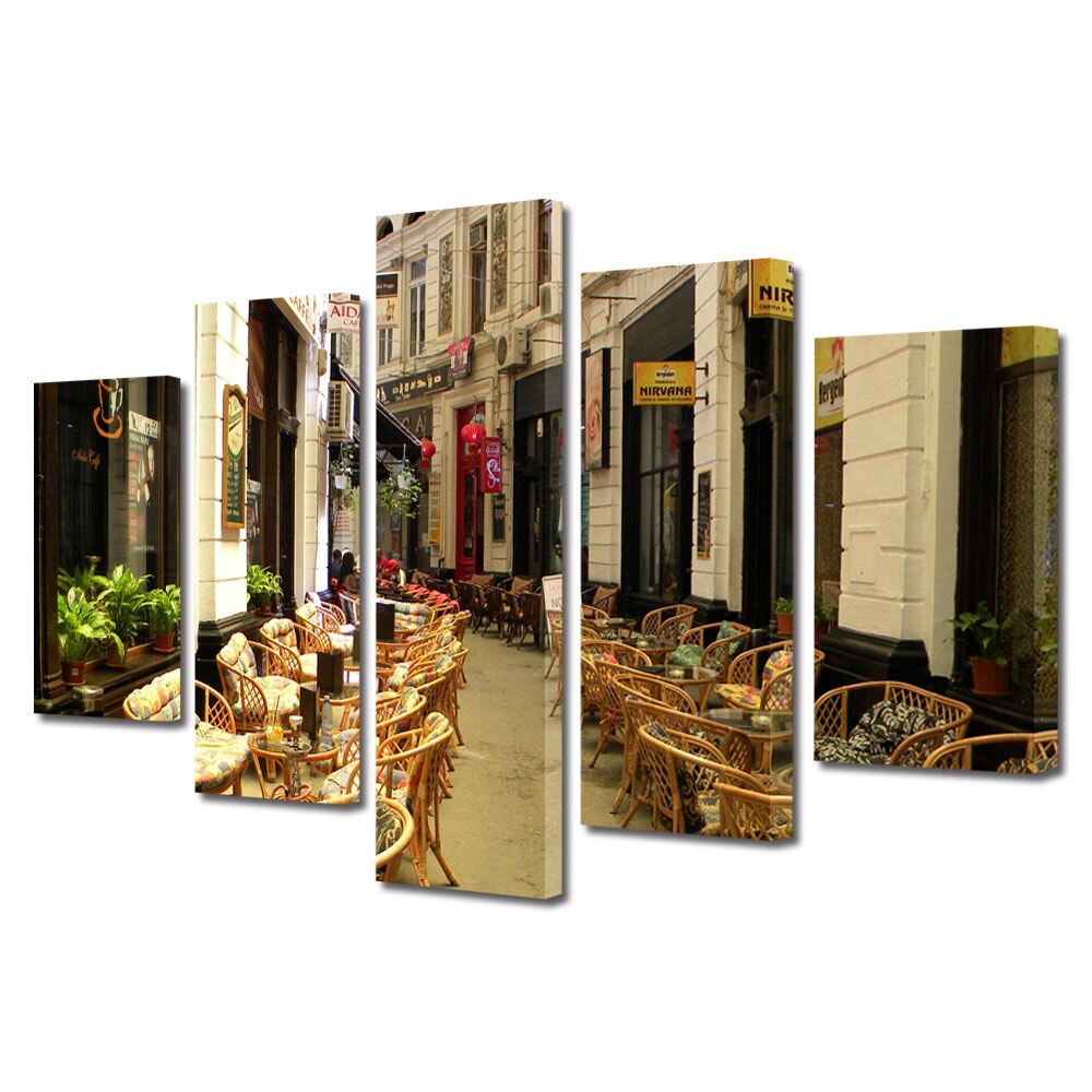 Tablou Multicanvas BTex 5 Piese ArtDecoMag Modern Urban Orase Pasajul Vilacrosse Bucuresti, 120 x 225 cm