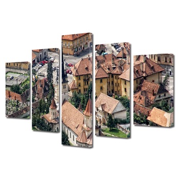 Set Tablouri Multicanvas BTex 5 Piese ArtDecoMag Modern Urban Orase Biserica Sf Nicolae Brasov, 80 x 150 cm Set Tablouri Multicanvas BTex 5 Piese ArtDecoMag Modern Urban Orase Biserica Sf Nicolae Brasov, 80 x 150 cm